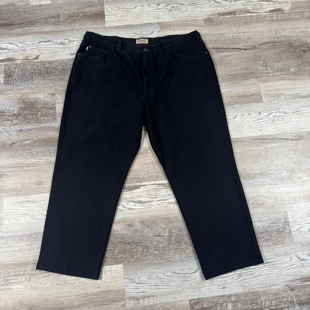 L.L.Bean Black Cotton Straight Leg Pants High Rise Classic Workwear 44x29